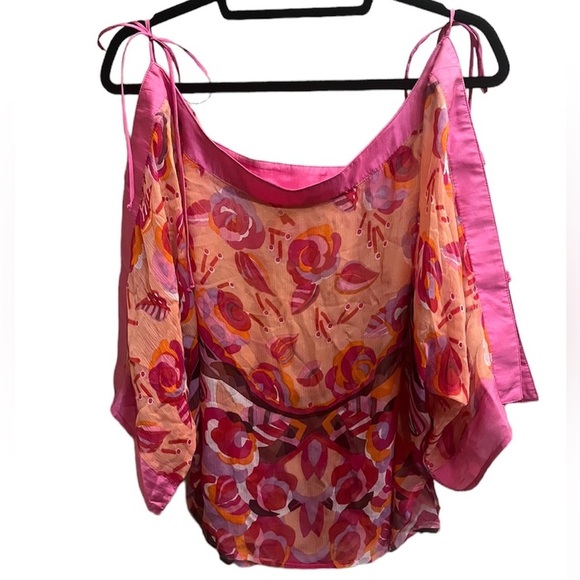 SILK NORDSTROM Topper One Size pink and orange lightweight festival bohemian EUC - Picture 4 of 12